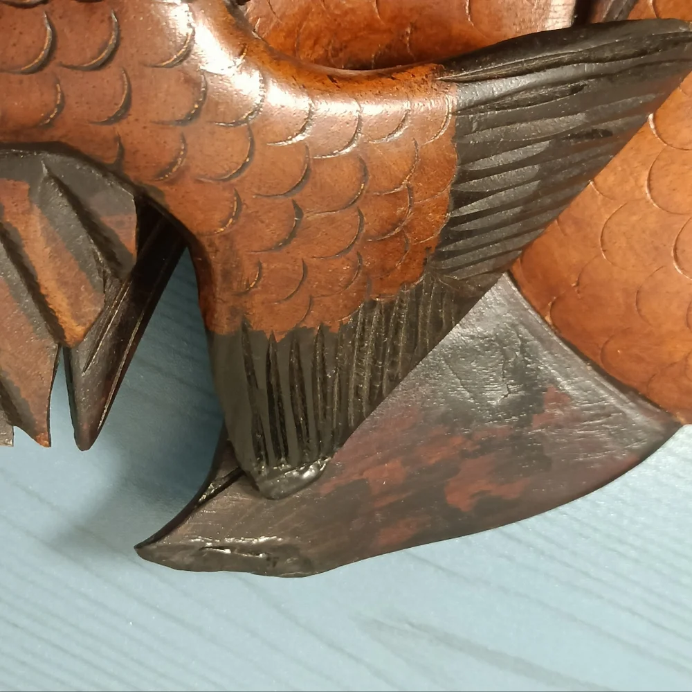 Two Beautifuly Handcrafted Solid Wood Fish Decor